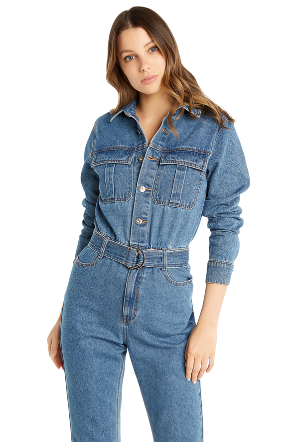 Denim Jumpsuit by Bardot