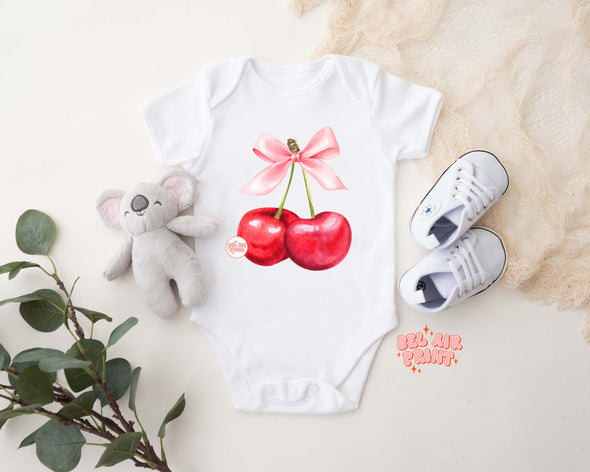 Cherry and Bow Baby Bodysuit