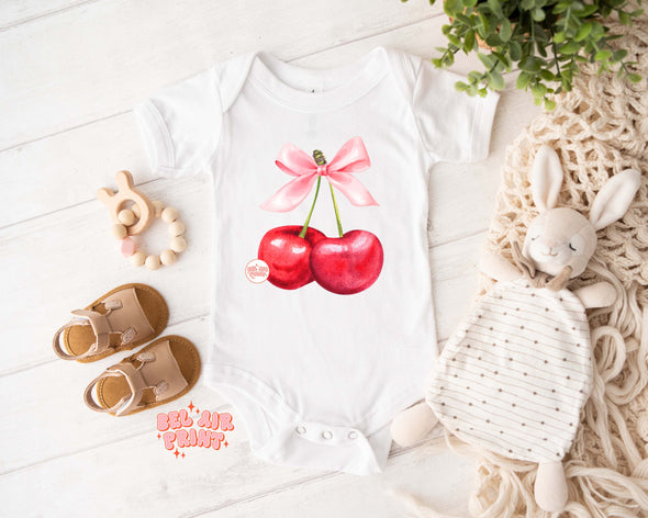 Cherry and Bow Baby Bodysuit