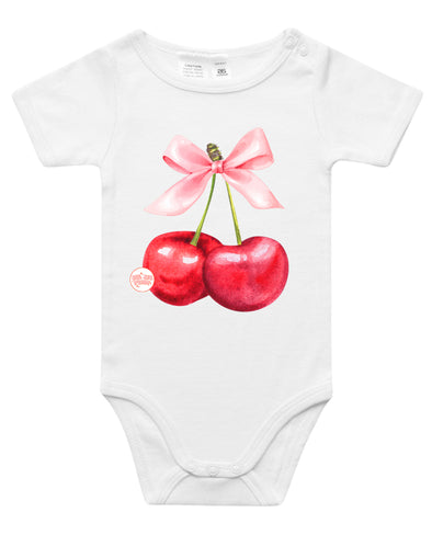 Cherry and Bow Baby Bodysuit