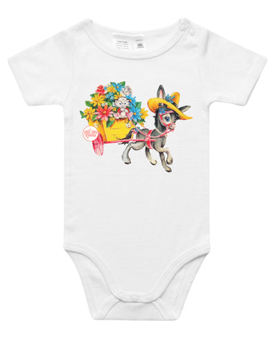 Vintage Donkey and Cart Baby Bodysuit