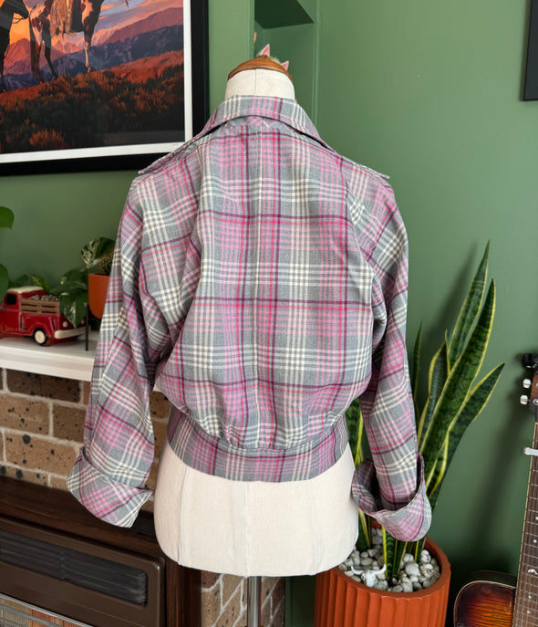 Pink Plaid 1950s Zipper Jacket by Freddies of Pinewood