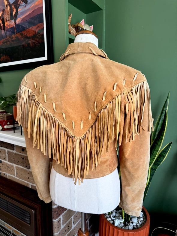 Vintage Western Cropped Fringe Jacket Size S-M