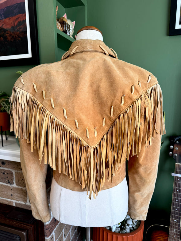 Vintage Western Cropped Fringe Jacket Size S-M