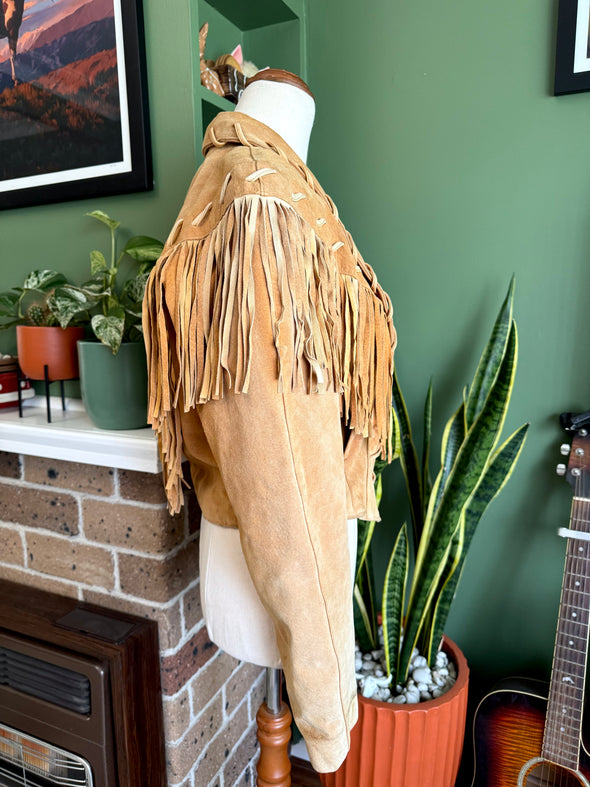 Vintage Western Cropped Fringe Jacket Size S-M