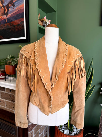 Vintage Western Cropped Fringe Jacket Size S-M