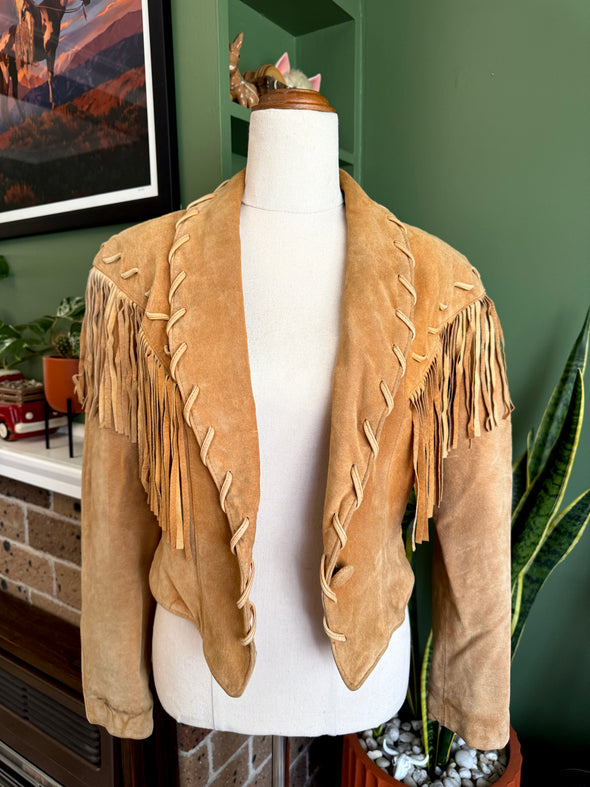 Vintage Western Cropped Fringe Jacket Size S-M