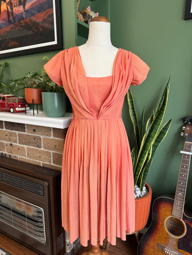 Vintage 1950s/1960s Peach Lurex Dress Size XS