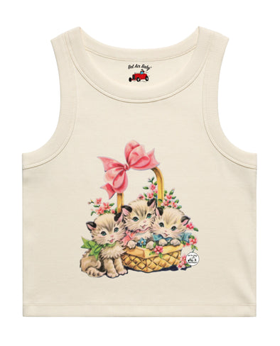 Kittens in Basket Cropped Tank