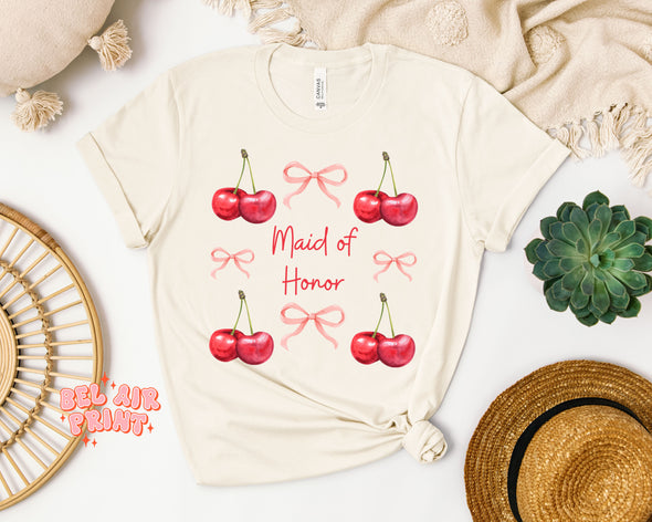 Maid of Honor Bows and Cherries Tee