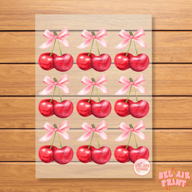 Sheet of Cherries & Bows Heat Transfer