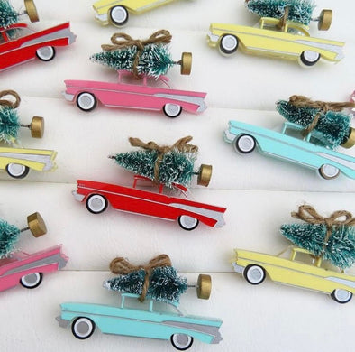 Pastel Yellow 1957 Chevrolet Christmas Tree Brooch